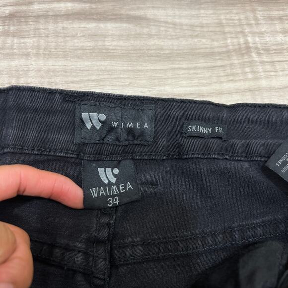 Waimea Distressed Black/ Gray Skinny Fit Jeans Size 34 - Picture 8 of 11